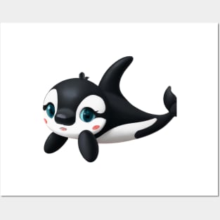 Cute Orca Drawing Posters and Art